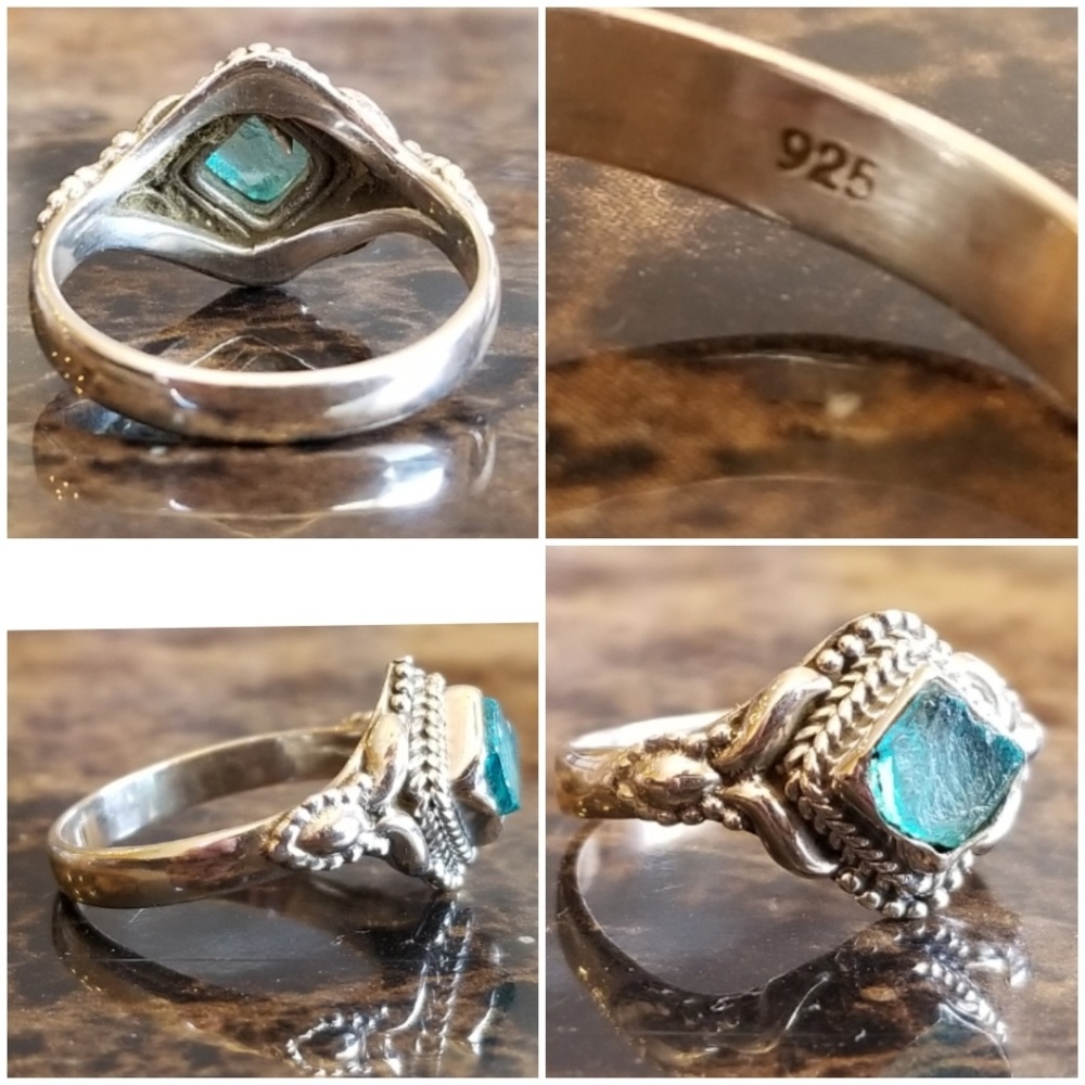 Beautiful, Genuine Blue 1ct Apatite Ring Size 8 - Picture 5 of 6